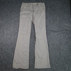 Vintage Christopher Blue Pants Womens 4 Beige Striped Button Sailor Flare Cord